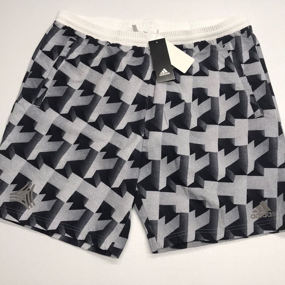 Adidas Mens Gray Carbon Print Nylon Shorts